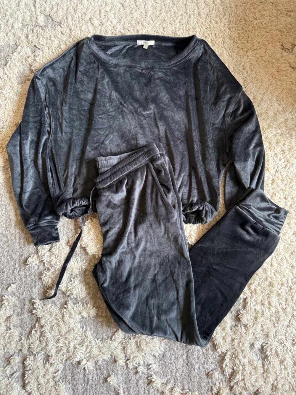 Z Supply Black/Dark Charcoal Plush Fleece Top